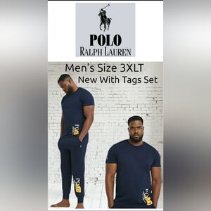 Polo Men 3XLT Navy Blue Atleasure Relax Soft Stretch Jogger Set